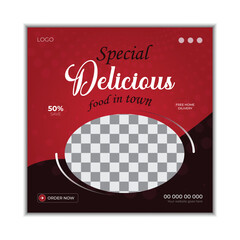 Free delicious food menu social media post design template