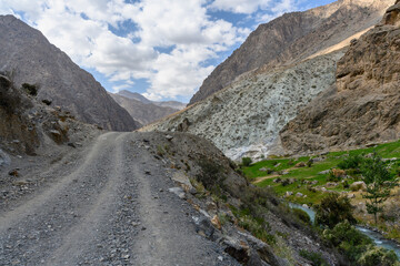 Country road in the mountains of Tajikistan.