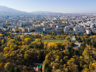 Autumn view of South Park in city of Sofia, Bulgaria