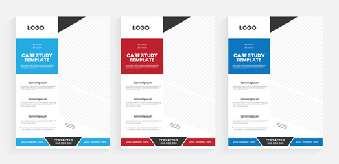 A4 case study flyer design, Modern business marketing flyer design set, Colourful case study flyer design template, Professional handout case study template