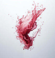 Splash with drops in red wine or juice copy the place for the text on a white background or isolated - obrazy, fototapety, plakaty