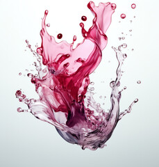 Splash with drops in red wine or juice copy the place for the text on a white background or isolated