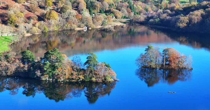 Majestic autumnal view of Lake Waters in Rydal, lake district area of United Kingdom. 