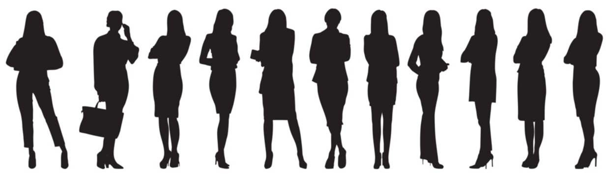 Vector illustration of a silhouette of a businesswomen.
