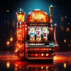 Spielautomat einarmiger Bandit Casino Automat (Durch AI generiert)
