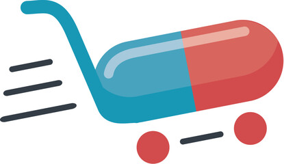 Quick fast medicine capsule pill hospital drugstore delivery logo design. - obrazy, fototapety, plakaty