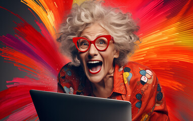 Elderly and very extroverted person happy with his retired life