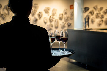 silhouette of a person with a glass of wine