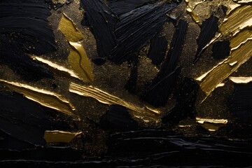 Closeup of abstract black and gold texture background. Watercolor marble paint on canvas. Art canvas background banner.