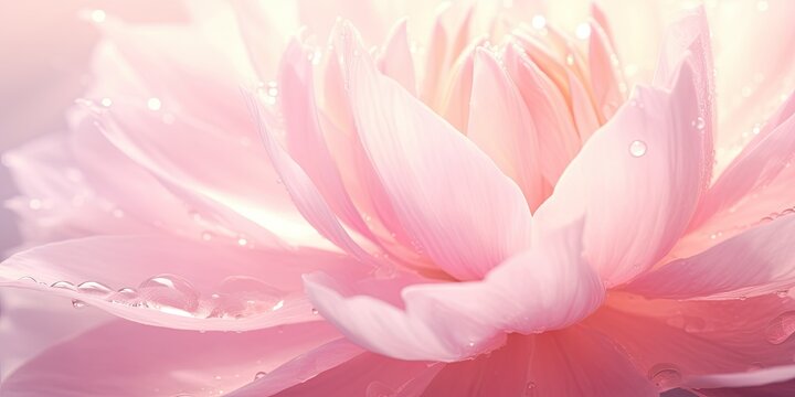 Close-up macro photo of a pink lotus in bloom