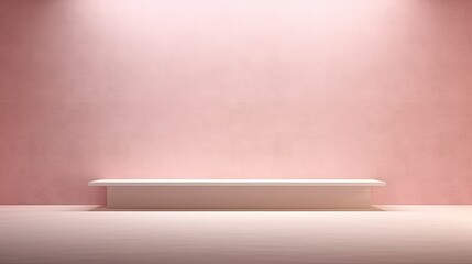 Obraz premium Empty light pink wall with beautiful chiaroscuro. Elegant minimalist background for product presentation
