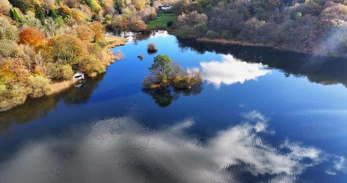 Majestic autumnal view of Lake Waters in Rydal, lake district area of United Kingdom. 