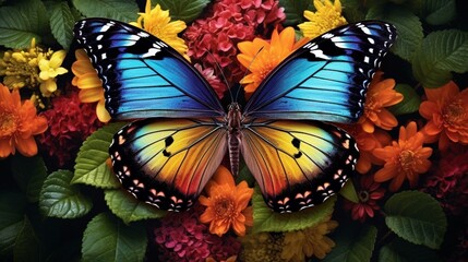 Craft a garden with two butterflies forming a heart, captioned with "Butterfly kisses of love."