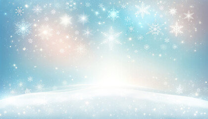Fototapeta na wymiar Winter background with snowflakes and a blue sky perfect for holiday designs. Generative ai.