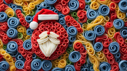 Graphic design made up of colourful noodles as a dedication of Christmas | Ai illustration