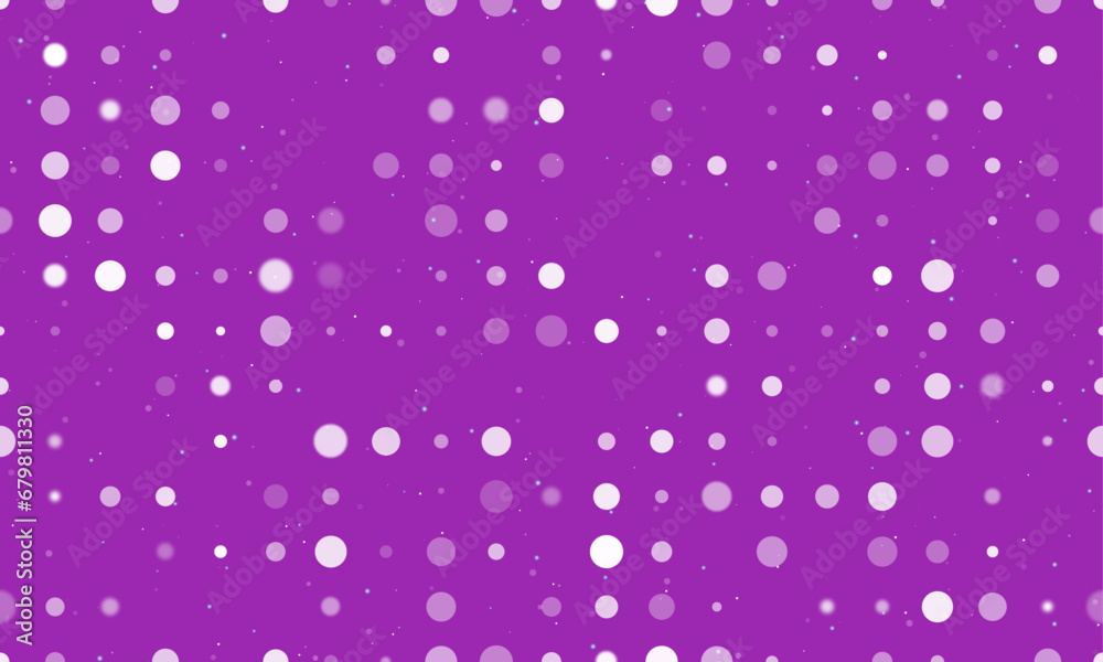 Poster seamless background pattern of evenly spaced white circles of different sizes and opacity. vector il