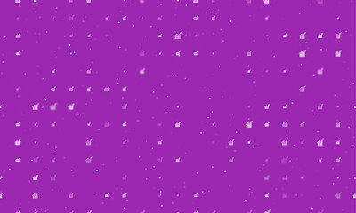 Seamless background pattern of evenly spaced white chart up symbols of different sizes and opacity. Vector illustration on purple background with stars
