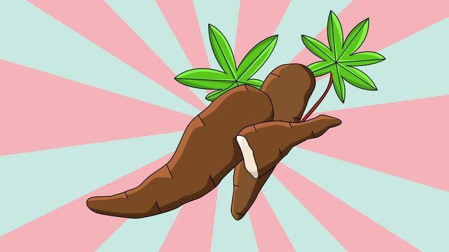 animated cassava icon with a rotating background