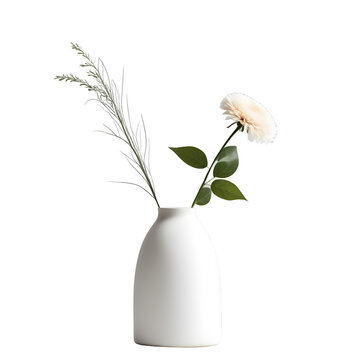White vase isolated on transparent background. ai generative