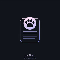 Dog, pet document icon with gradient