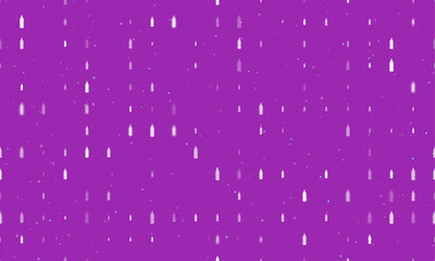 Seamless background pattern of evenly spaced white plastic bottle symbols of different sizes and opacity. Vector illustration on purple background with stars