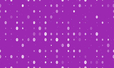 Seamless background pattern of evenly spaced white smart watch symbols of different sizes and opacity. Vector illustration on purple background with stars