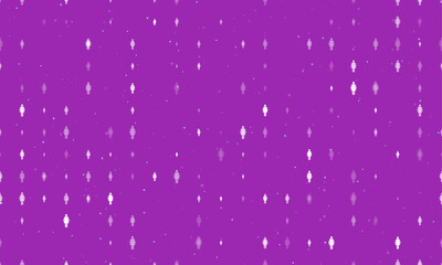 Seamless background pattern of evenly spaced white woman symbols of different sizes and opacity. Vector illustration on purple background with stars