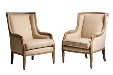 a high quality photograph of two armchairs isolated on white background with clipping path full