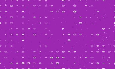 Seamless background pattern of evenly spaced white vintage telephone symbols of different sizes and opacity. Vector illustration on purple background with stars