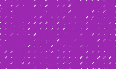 Seamless background pattern of evenly spaced white medical capsule symbols of different sizes and opacity. Vector illustration on purple background with stars