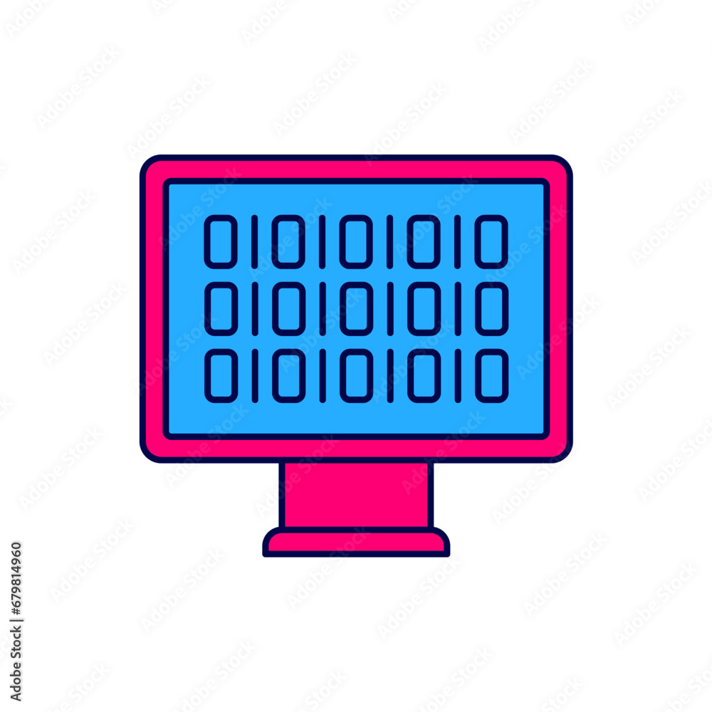 Poster filled outline binary code icon isolated on white background. vector