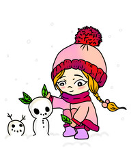 snowgirl clipart gril in winter and snowman drawings