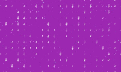 Seamless background pattern of evenly spaced white grapes symbols of different sizes and opacity. Vector illustration on purple background with stars