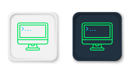 Line Computer monitor screen icon isolated on white background. Electronic device. Front view. Colorful outline concept. Vector