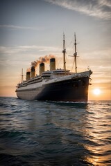 Obraz premium A Majestic Vessel Sailing Gracefully on the Serene Waters