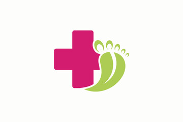 Foot  logo design health illustration woman pedicure salon and clinic premium vector