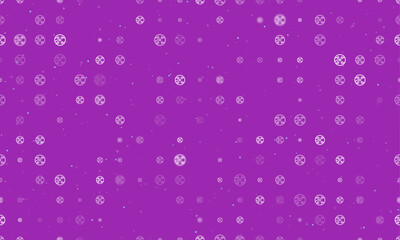 Seamless background pattern of evenly spaced white electrical board symbols of different sizes and opacity. Vector illustration on purple background with stars