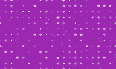 Seamless background pattern of evenly spaced white absorbent symbols of different sizes and opacity. Vector illustration on purple background with stars