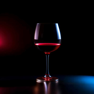 red wine in a glass, alcoholic beverage. artificial intelligence generator, AI, neural network image. black background for the design.