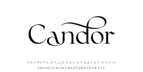 Candor Elegant alphabet letters font and number. Classic Lettering Minimal Fashion Designs. Typography modern serif fonts decorative vintage design concept. vector illustration.