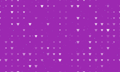 Seamless background pattern of evenly spaced white buffalo heads of different sizes and opacity. Vector illustration on purple background with stars