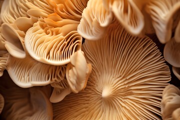 close up of a group of mushrooms - obrazy, fototapety, plakaty