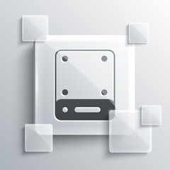 Grey Server, Data, Web Hosting icon isolated on grey background. Square glass panels. Vector