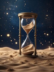 The Sands of Time: An Hourglass Embraced by the Starry Night Sky