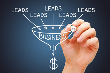Sales Funnel Leads Conversion Process Concept - obrazy, fototapety, plakaty