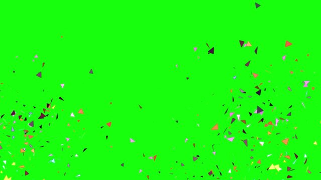 Confetti explosion particles for video with white, black and green chroma key background. Easy editable motion graphic for party and holiday celebration videos.
