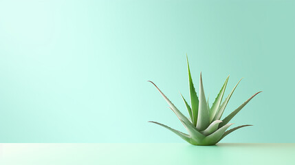 Clean and Fresh Aloe plant on Green Background. Generative AI