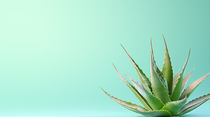 Naklejka na ściany i meble Clean and Fresh Aloe Vera on green Background. Generative AI