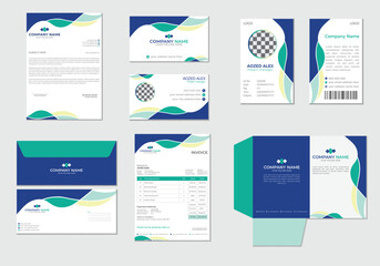 stylish business stationery items set template design