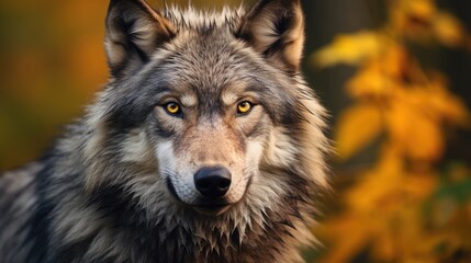 Wild Grey Wolf Portrait - Majestic Canino predator in their natural habitat